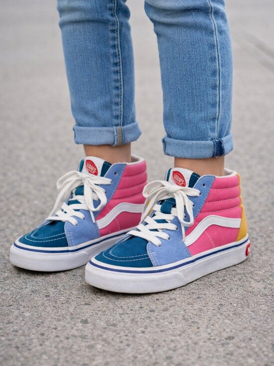 Vans Shoes - Vans High-Top Sneakers in Teal, Light Blue & Pink